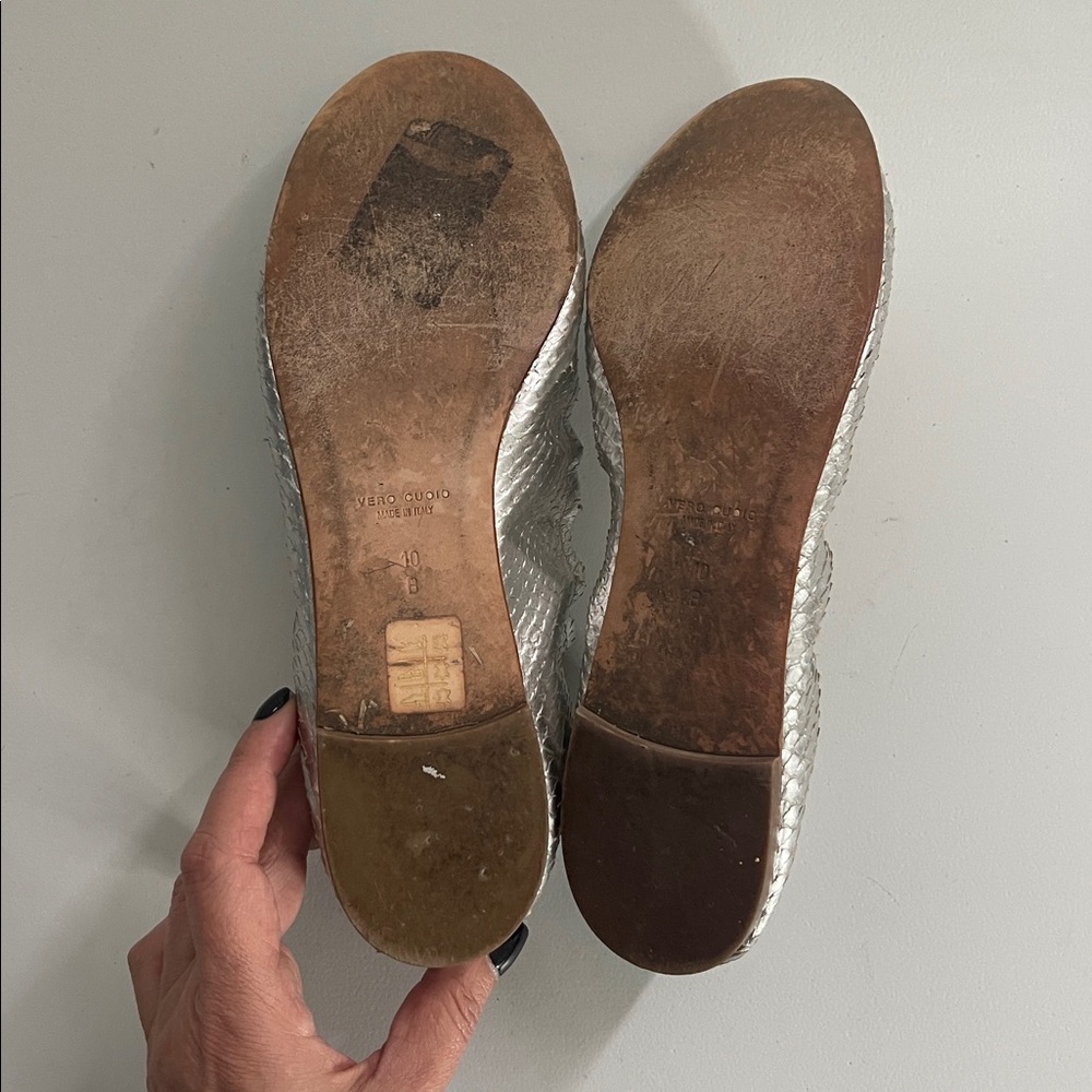 Giuseppe Zanotti Silver Python Leather Ballet Fla… - image 5